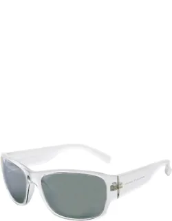 Wrath Sunglasses In Clear Ice/silver Mirror Lens With Shatter Resistant Lenses And Uv Protection