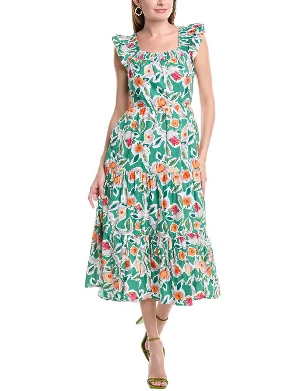 Back Bow Floral Midi Dress