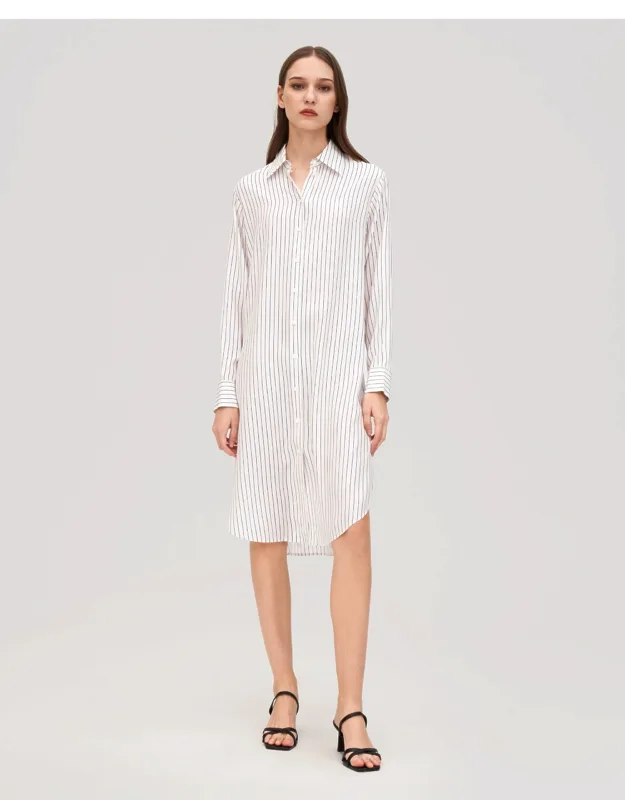 Pinstriped Freesia Shirt Dress