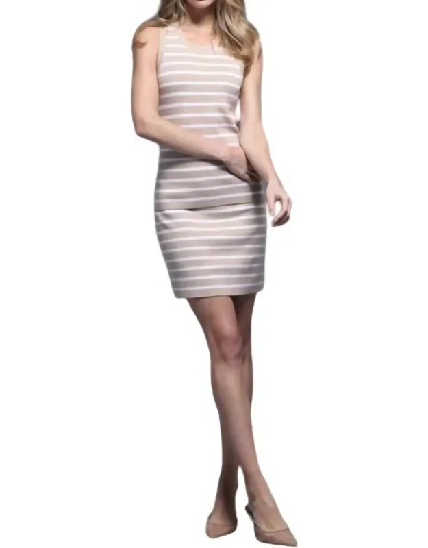 Cotton Cashmere Striped Mini Skirt