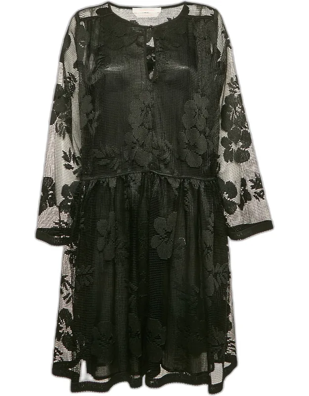 Embroidered Mesh Short Dress