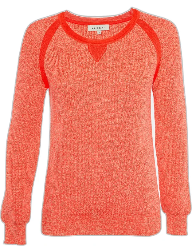 Heavy Cotton And Polyester Knit Crew Neck Sweater