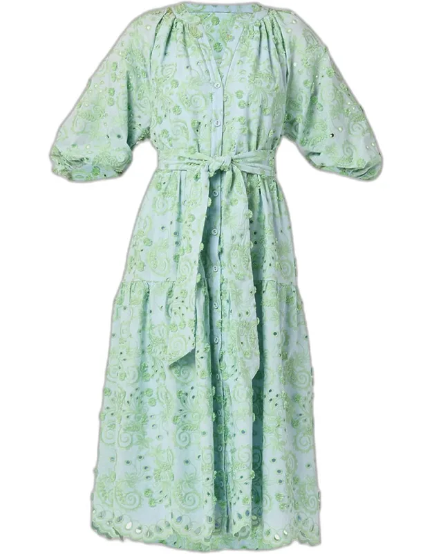 Tiered Eyelet-embroidered Midi Dress
