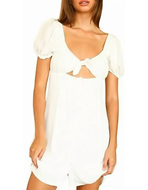 Knot Detail Peasant Dress
