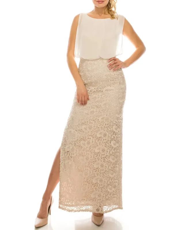 Embroidered-lace Evening Dress
