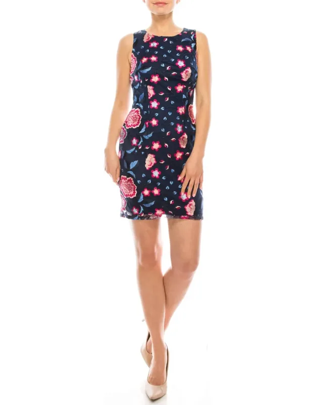 Sleeveless Floral Embroidered Dress