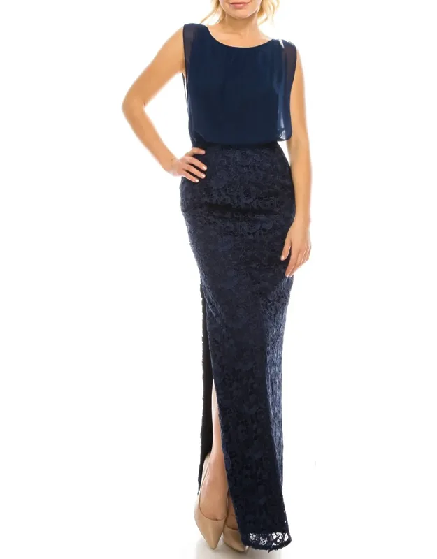 Embroidered-lace Evening Dress