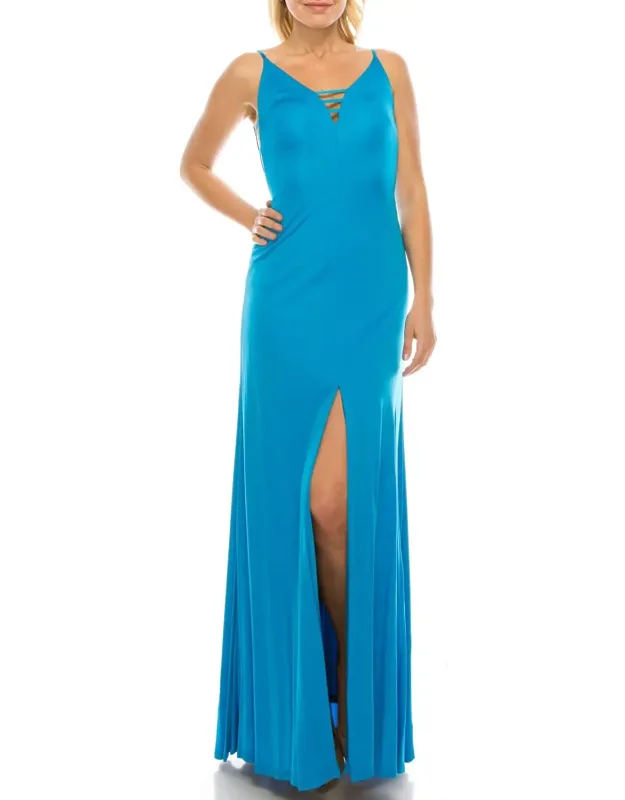 Strappy & Plunging Evening Dress