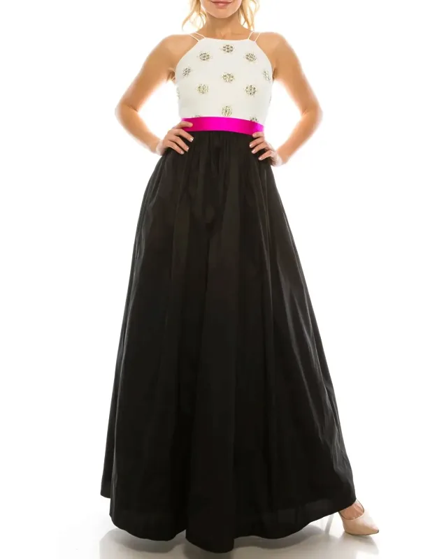 Embellished Halter A-line Dress