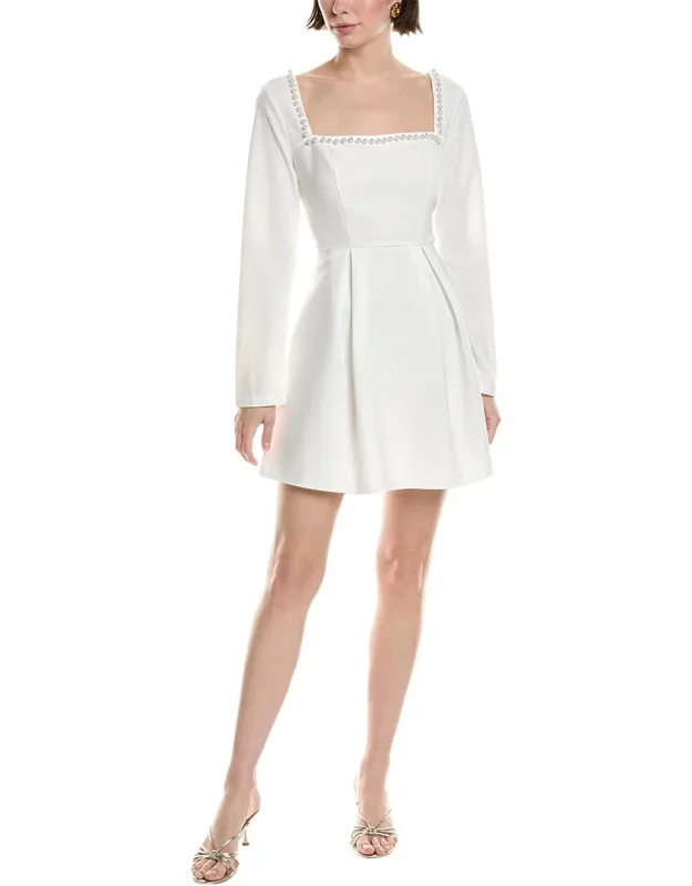 Hl Affair Mini Dress With Bead Accents And Square Neck