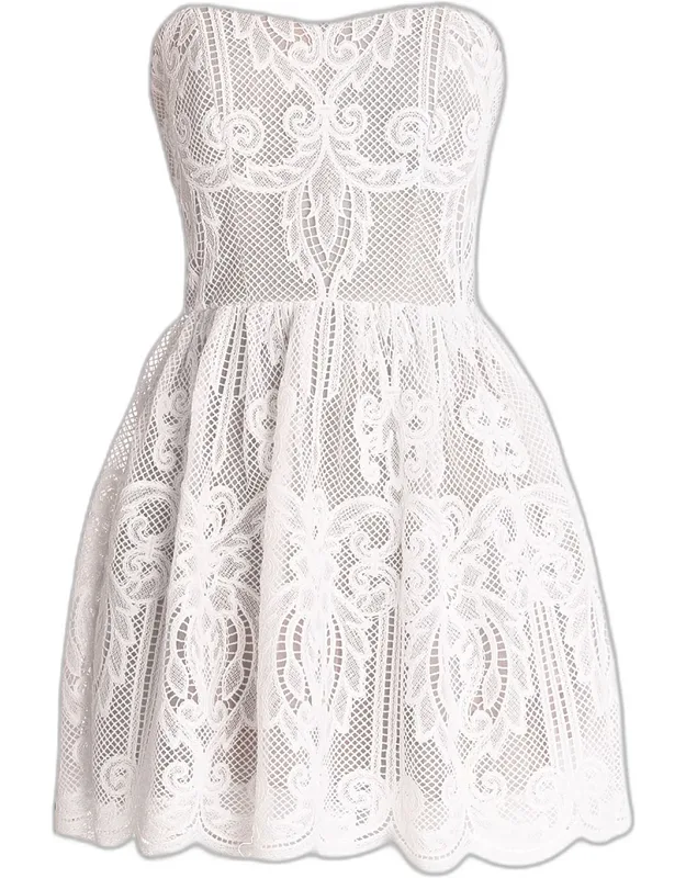 Sasha Strapless Scalloped Lace Mini Dress