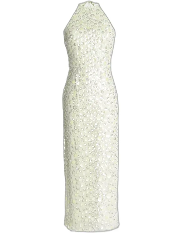 Dani Low-back Sequin Halter Midi Dress