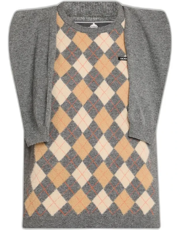 Knitted Draped-sleeve Sweater Vest