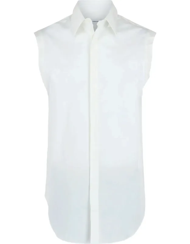Raw Cut Sleeveless Tuxedo Shirt