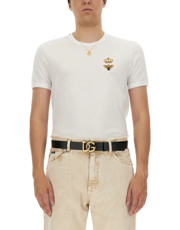 "bee And Crown" Embroidered T-shirt