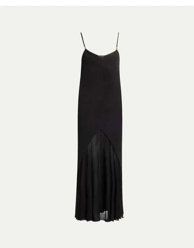 Sheer Skirt Panel Jersey Dress