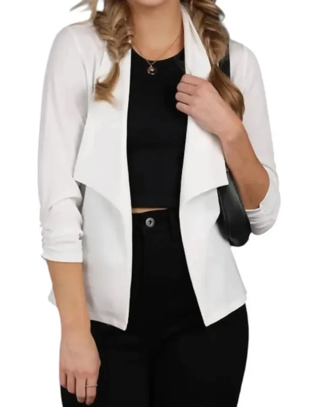Shirring Detailed Open Blazer