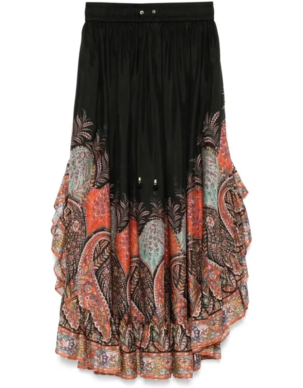 Maxi Silk Skirt With Rhiannon Ruffles