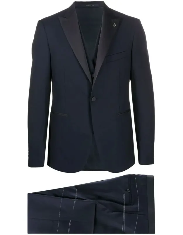 Three-piece Suit With Notched Lapels And Slim Fit Trousers