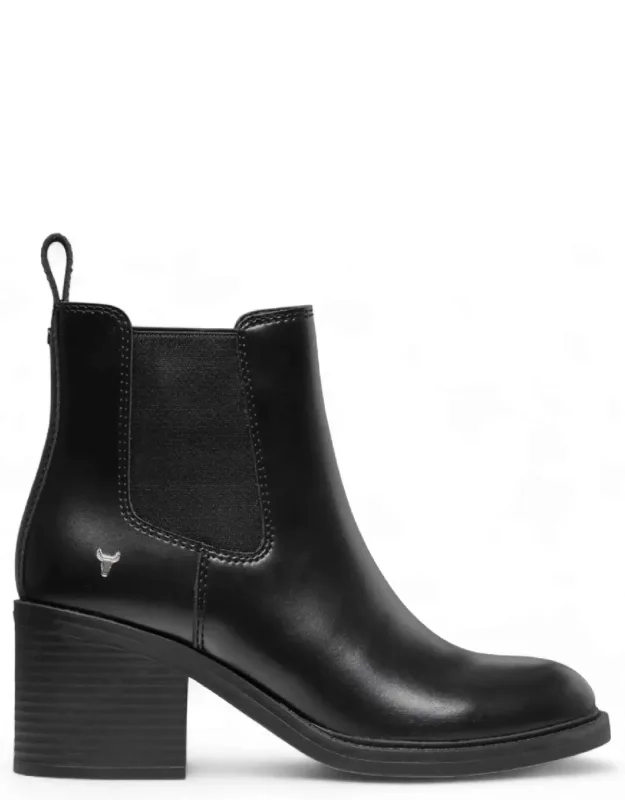 Varsity Block Heel Leather Chelsea Boots