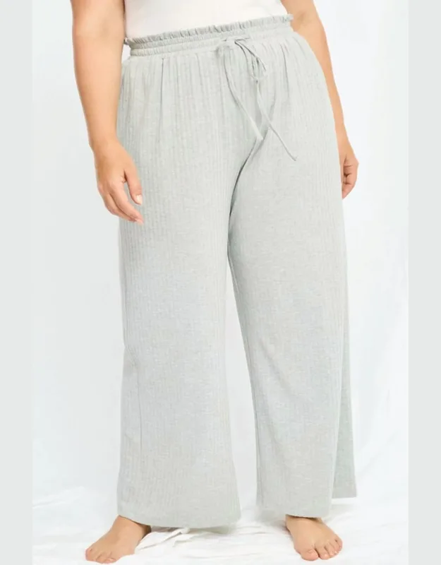 Ribbed Paperbag Wide Leg Pants