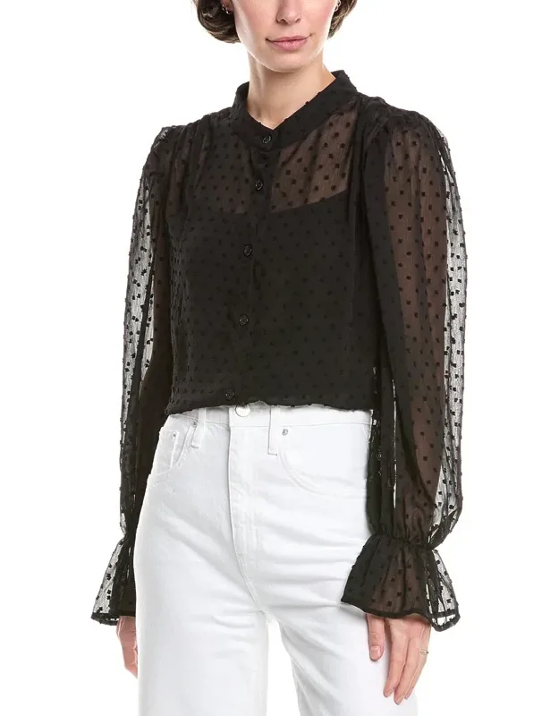 Madison Miles Top, Chic Blouse With Stand Collar
