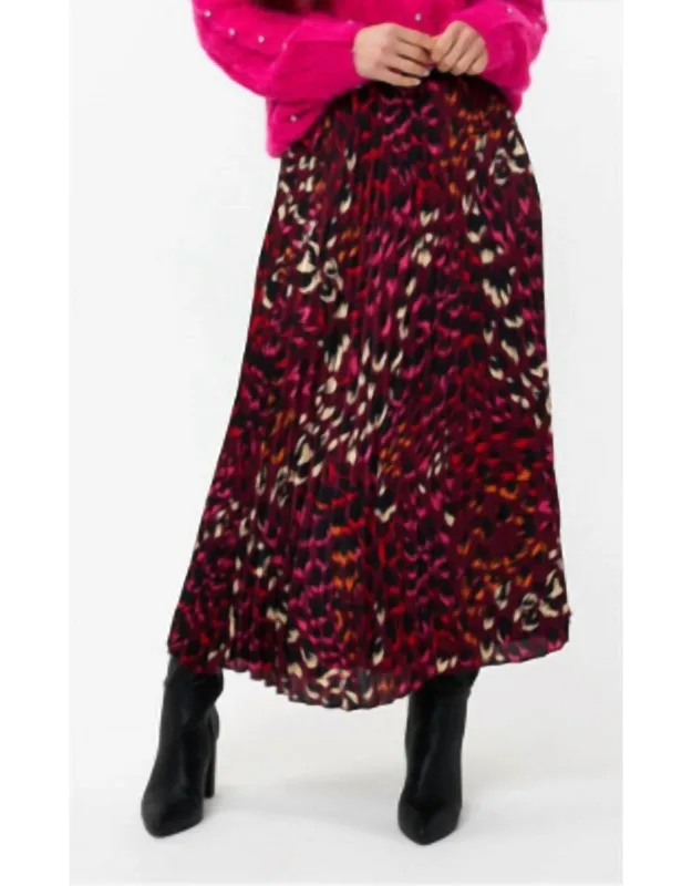 Pleated Animal Print Skirt