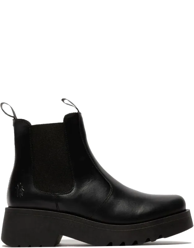 Wedge Heel Leather Chelsea Boots