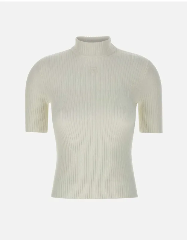 Sweater With Ribbed Texture And Mock Neck Design
