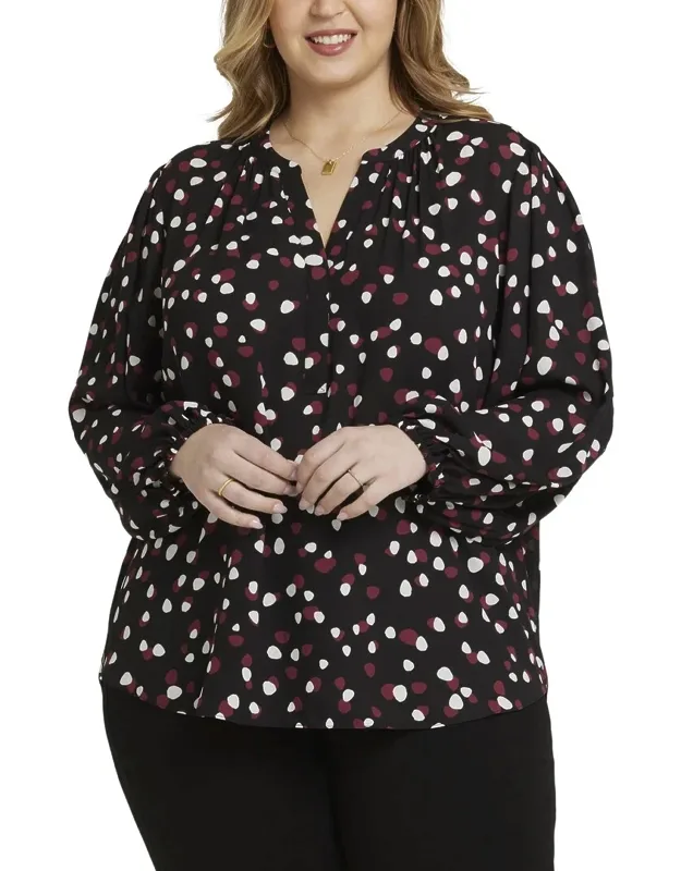 Popover Blouse With Watkins Dot Pattern And Eco-friendly Fabric
