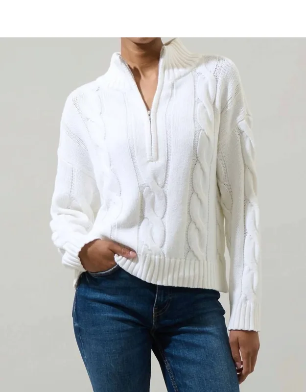 Zip Neck Cable Knit Sweater