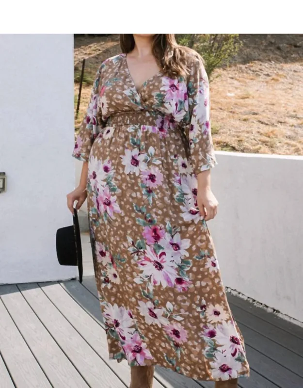 Leopard Floral Print Maxi Wrap Dress