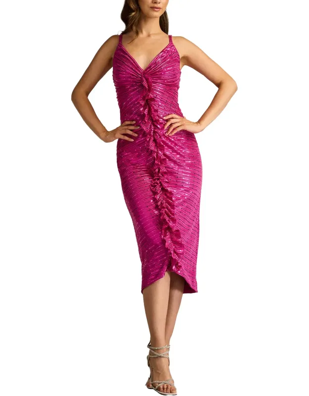 Sequin Ruffle Midi Dress