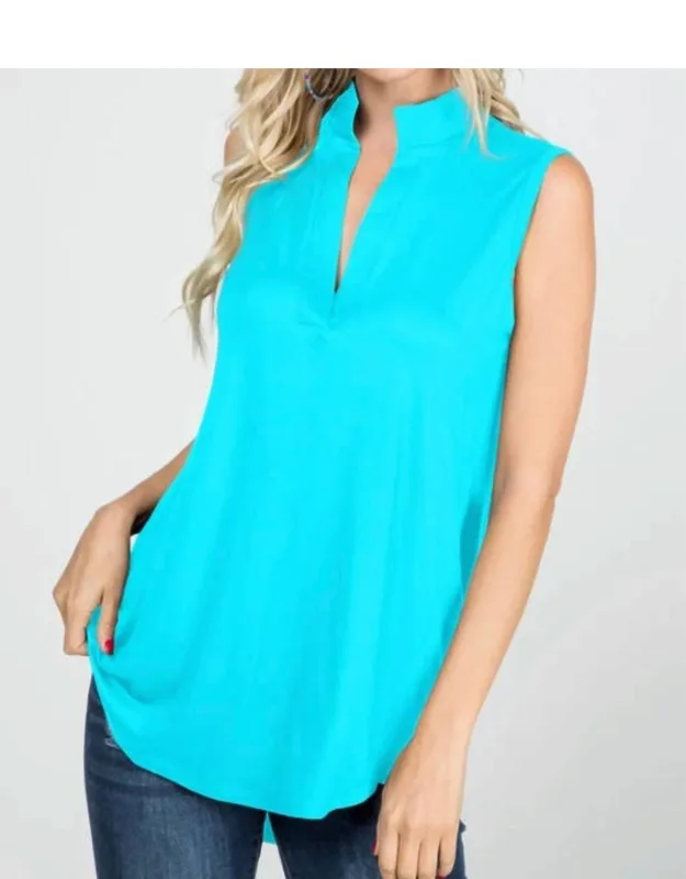 Mandarin Collar Sleeveless Top