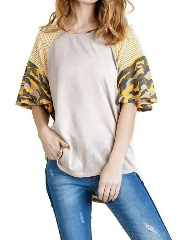 Camo Bell Sleeve Top