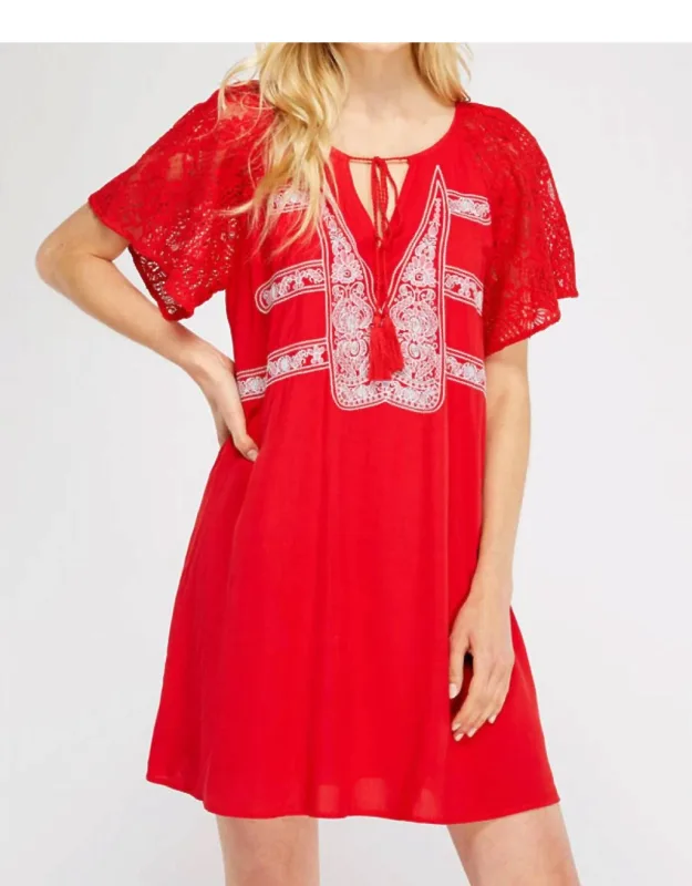 Embroidered Mini Dress