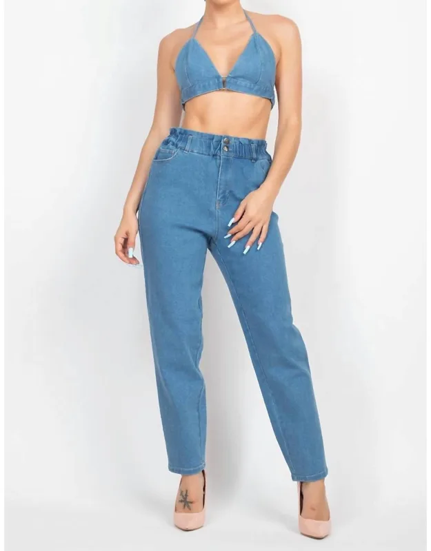 Baggy Jeans And Bralette Set