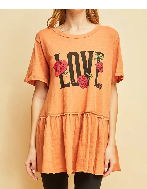 Love Graphic Peplum Top