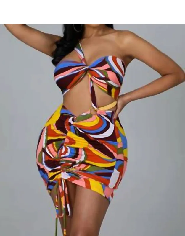 Amber Two Piece Wrap Top And Mini Skirt