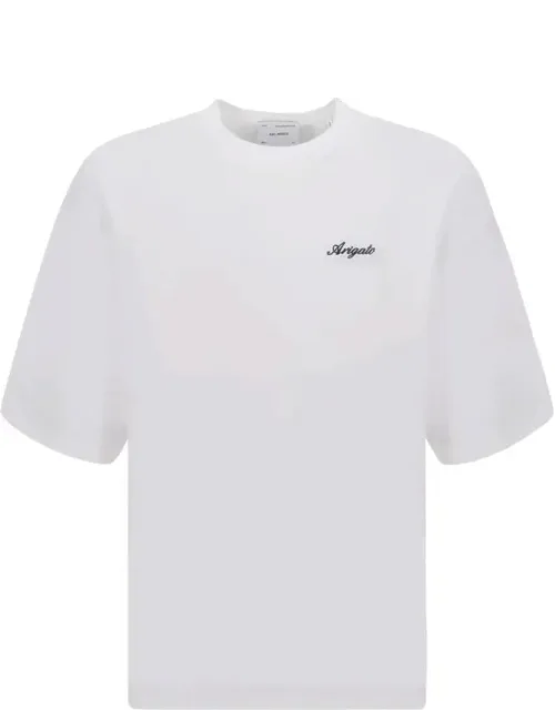 Cotton T-shirt With Ribbed Crew Neck And Monogram Embroidery