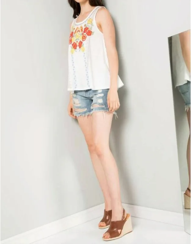 Embroidered Knit Tank