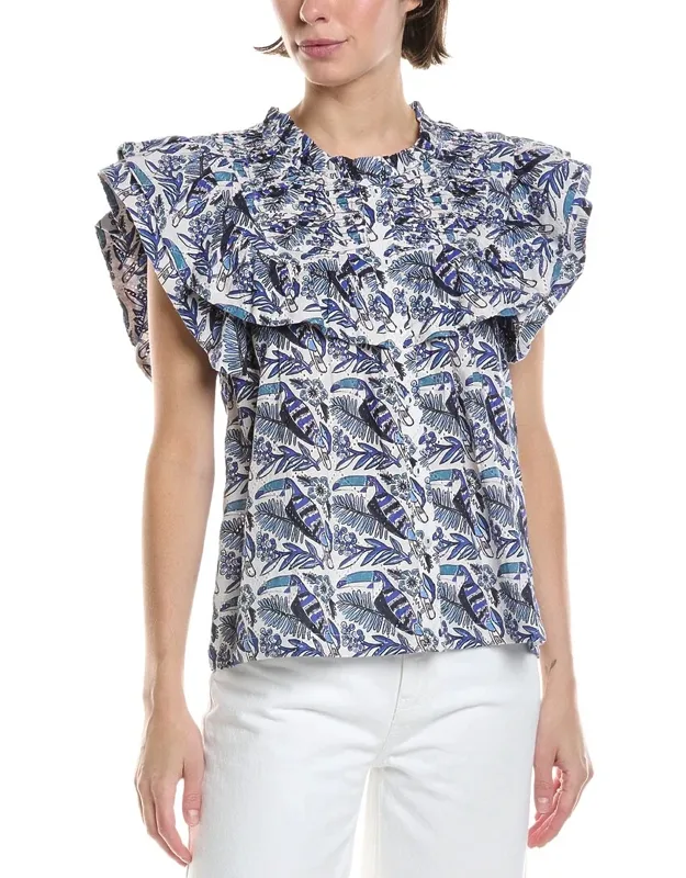 Ro's Garden Denver Top With Eyelet Embroidery And Pintuck Seaming