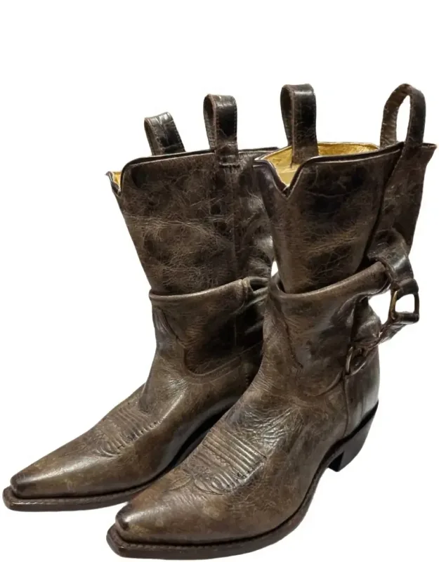 Leather Mid Calf Cowboy Boots