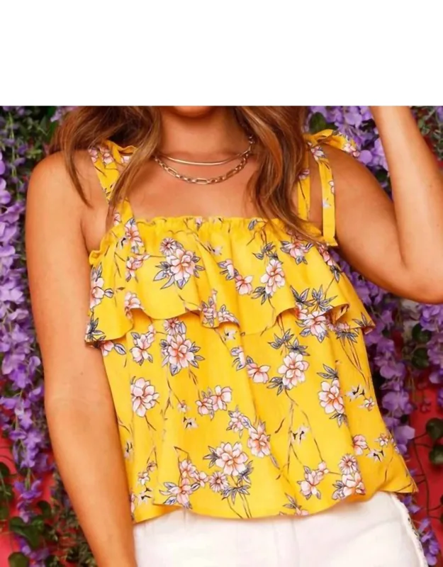 Floral Tank Top With Shoulder Tie