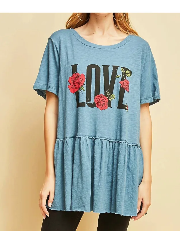 Love Graphic Peplum Top