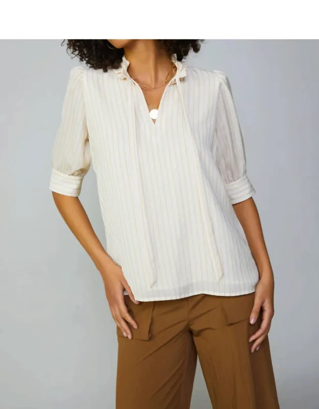 Striped Structured Sleeve Blouse