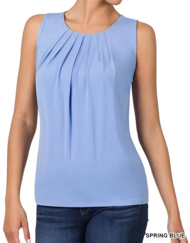 Ity Sleeveless Front Neck Pleat Top