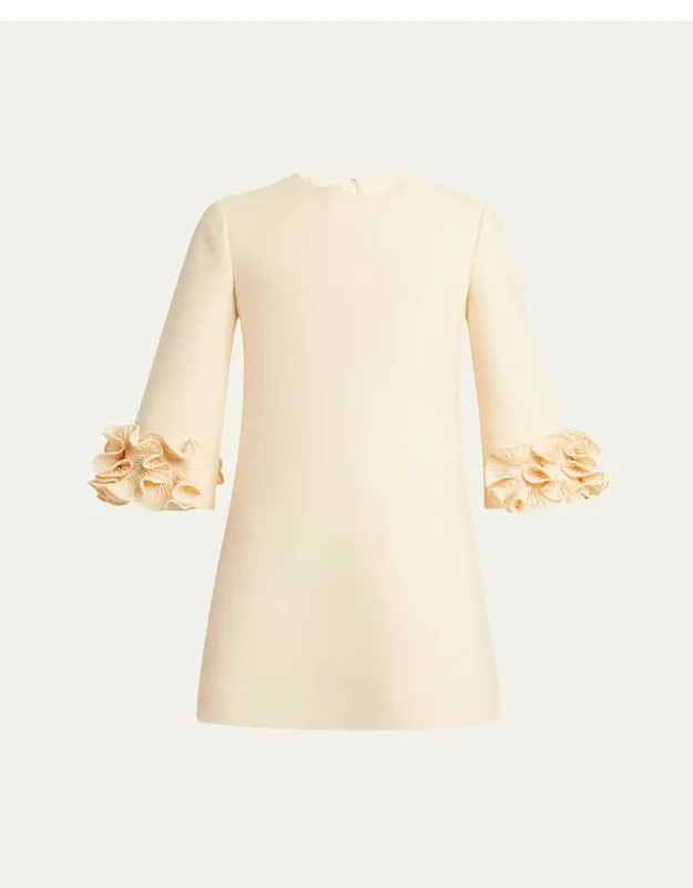 Ruffle Cuff Crepe Dress
