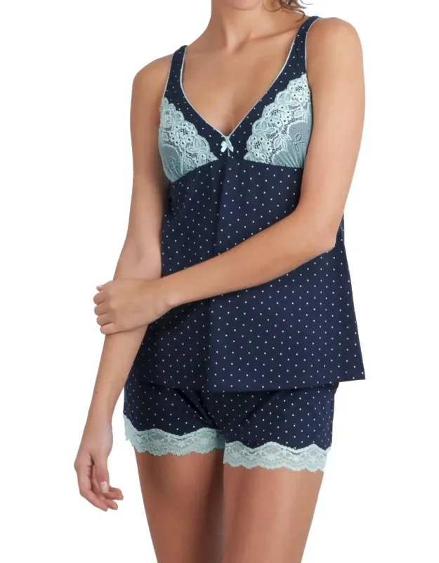 Spaghetti Strap Camisole And Boxer Pajama Set