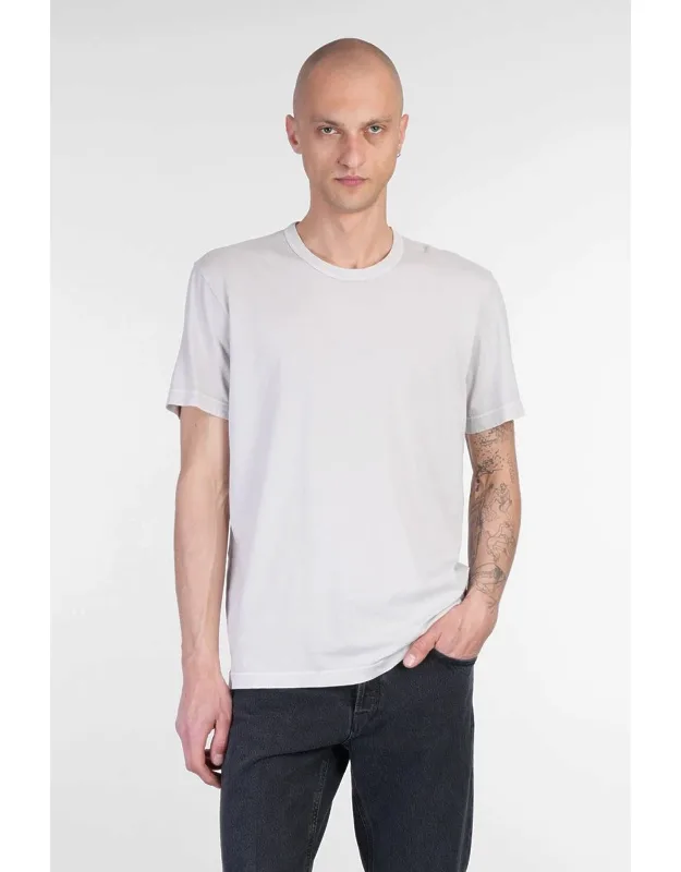 T-shirt In Grey Cotone Egiziiano Nylon Recycled, Round Neck, Short Sleeves, Regular Fit, 100% Cotton, Made In Usa